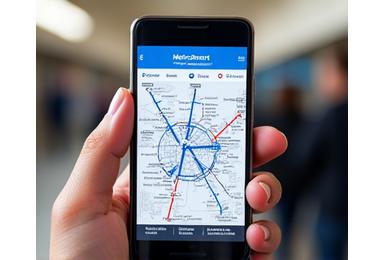 Interface de l'application MetroSmart affichant les lignes de métro parisien et les temps d'attente en temps réel.