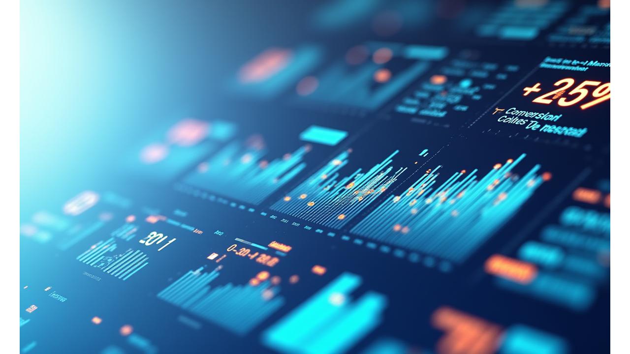 Dashboard interactif présentant des métriques clés de succès pour plusieurs secteurs, incluant le ROI, la croissance du trafic et la satisfaction client, avec des graphiques animés.