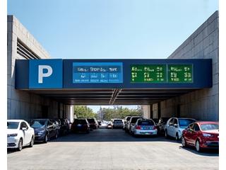 Façade du Centre Commercial Vélizy 2 avec indication de parkings intelligents