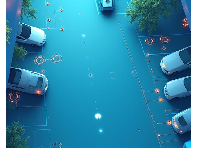 Schéma interactif d'un plan de parking avec différents types de capteurs IoT et des données s'y rapportant