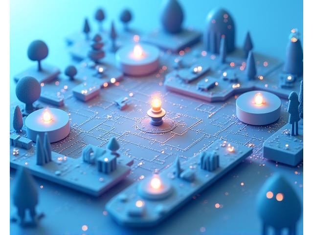 Carte interactive d'un site touristique avec des capteurs IoT visualisés, montrant des points lumineux réactifs et des flux de données