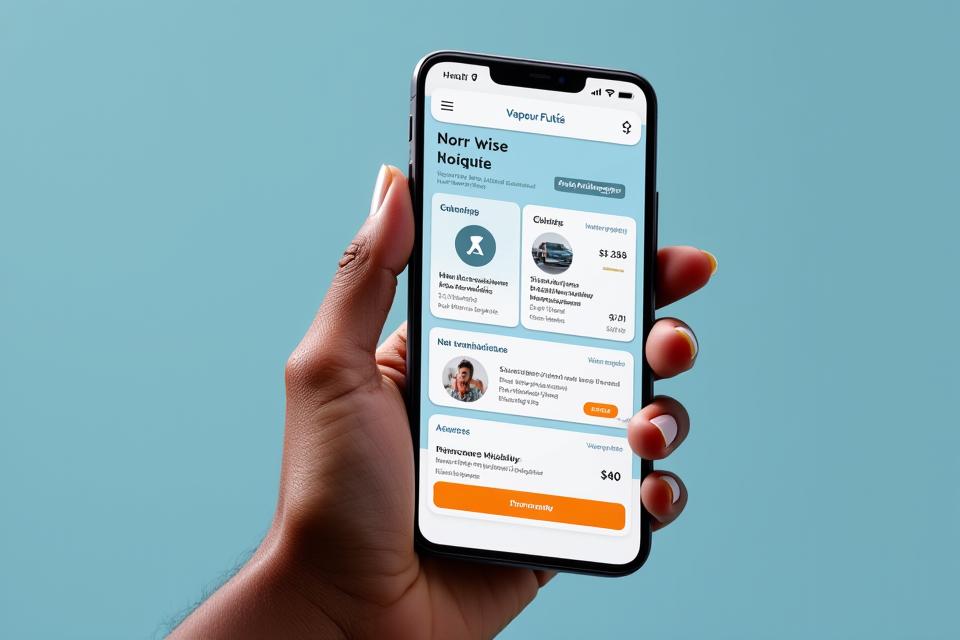 Mockup d'une application mobile conviviale pour la mobilité urbaine, affichant la planification d'itinéraire, la réservation de services et les options de paiement intégrées.