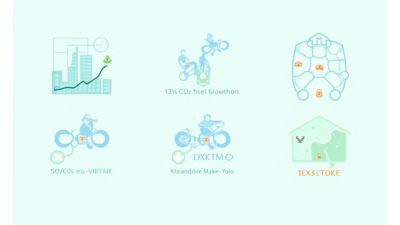 Infographie animée montrant la réduction des émissions de CO2, la promotion de la mobilité douce (vélos électriques, marche) et les zones à faibles émissions dynamiques.